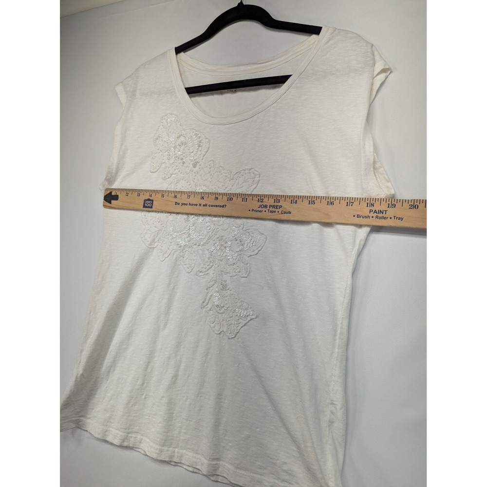 Charter Club White Sleeveless‎ Embellished T Shirt Top Size M - Picture 7 of 8
